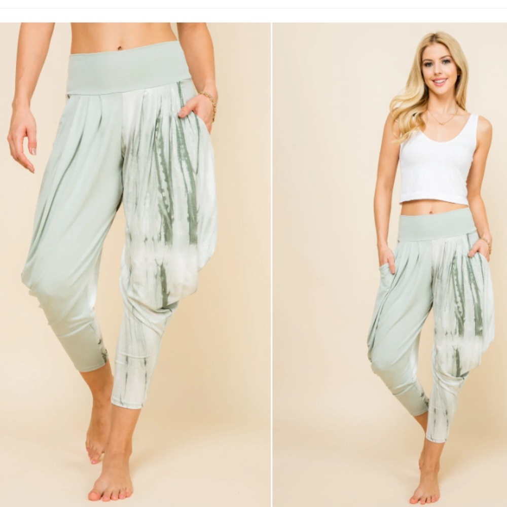 Kooniez Pants - Mint Marble Tie-Dye Patchwork
